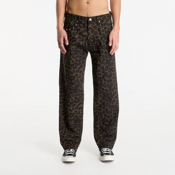 Džíny Obey Studded Boxcar Straight Leg Denim Dark Leopard W33