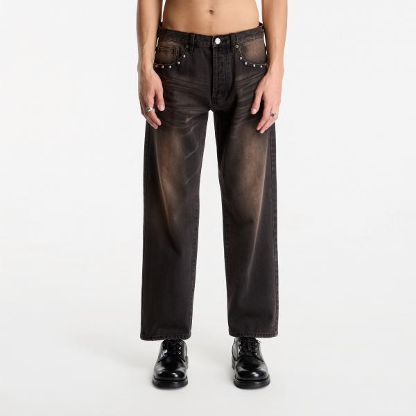 Džíny Obey Studded Boxcar Straight Leg Denim Black Rust Wash W32