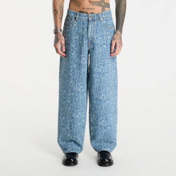 Džíny Daily Paper Croc Jacquard Oversized Jeans Blue L