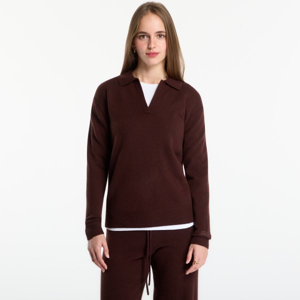 Svetr MC2 Saint Barth Eze Wool Polo Brown L