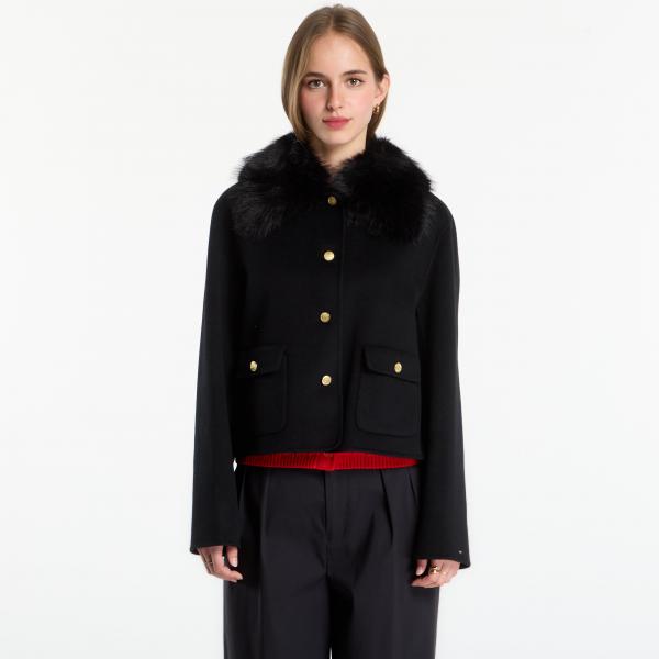 Bunda Tommy Hilfiger Df Wool Lady Jacket With Fur Black 34
