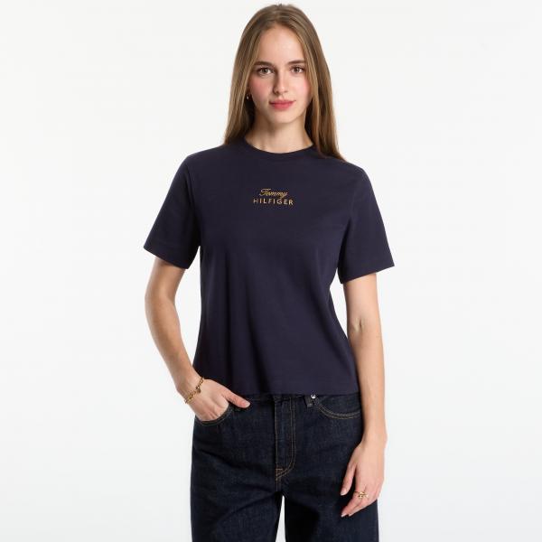 Tričko Tommy Hilfiger Gold Script Mdrn C-Nk S/S Tee Space Blue S