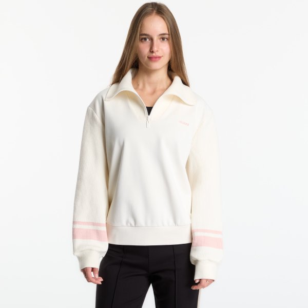 Mikina GUESS Fabrizia Half-Zip Sweatshirt Cream XS