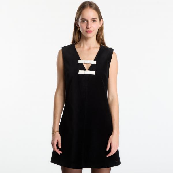 Šaty Tommy Hilfiger Velvet Bow Dress Sleeveless Black 40