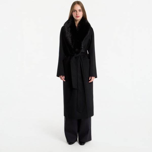 Kabát Tommy Hilfiger Df Wool Reg Belted Coat Black 40