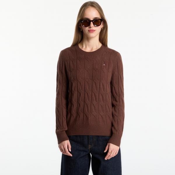 Svetr Tommy Hilfiger Soft Wool Cable C-Nk Ls Sweater Legacy Brown L
