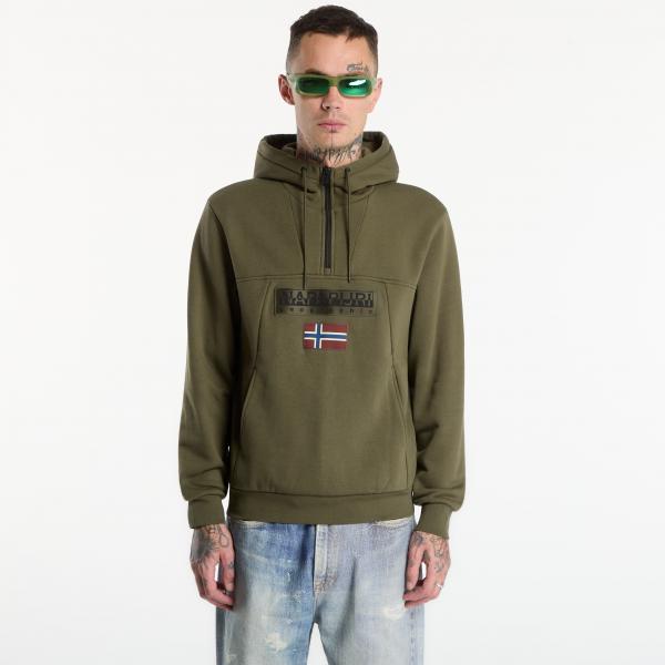Mikina Napapijri Burgee Half-Zip Hoodie 2.0 Olive Night L