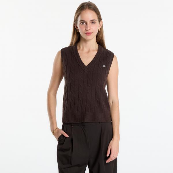 Vesta Gant Lambswool Cable Knit Vest Light Ochre L