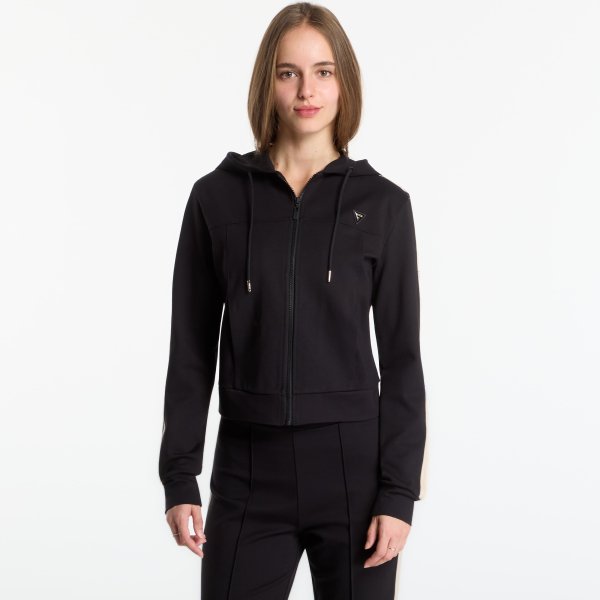 Mikina GUESS Fausta Full Zip Hoodie Jet Black S