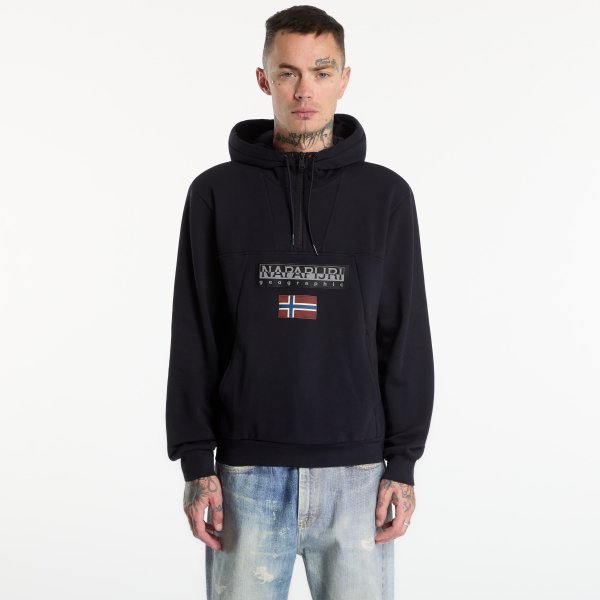 Mikina Napapijri Burgee Half-Zip Hoodie 2.0 Black M