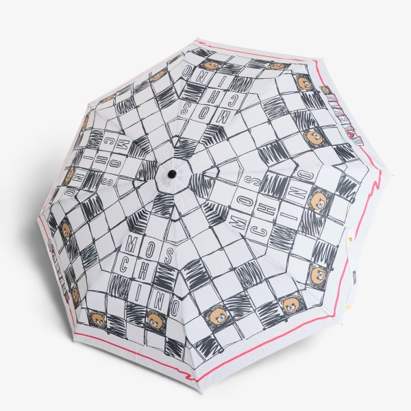 Moschino Crosswords Open Close Umbrella White Universal