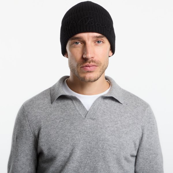 Čepice MC2 Saint Barth Moss Tonal Wool Beanie Black Universal