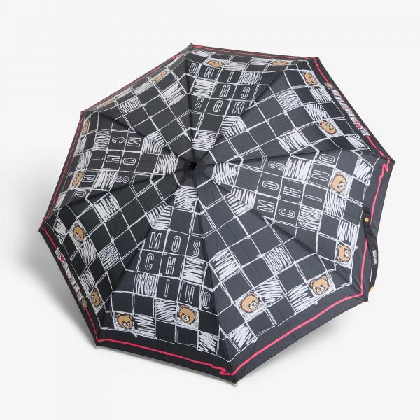 Moschino Crosswords Open Close Umbrella Black Universal