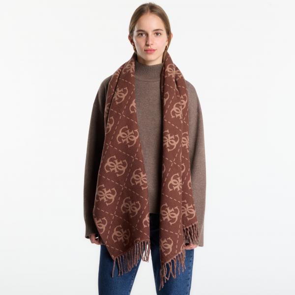 Šála GUESS Scarf Brown Logo Universal