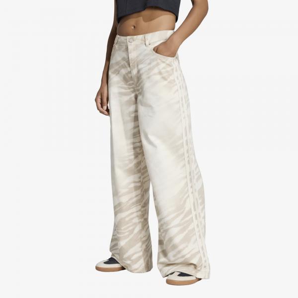 Kalhoty adidas Adilenium Season 6 Zebra Print Wide Leg Denim Pants Wonder White 29/32