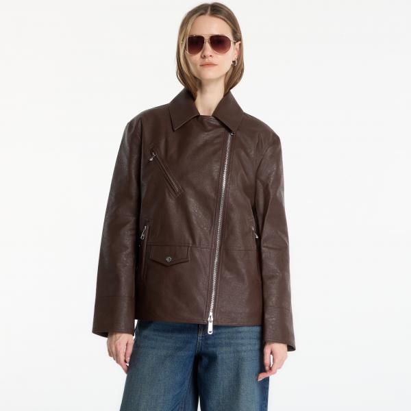 Bunda Calvin Klein Jeans Faux Leather Moto Brown Cork M