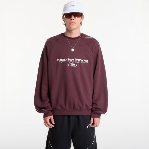 Mikina New Balance Trackside French Terry Crew Cherry Leather XXL