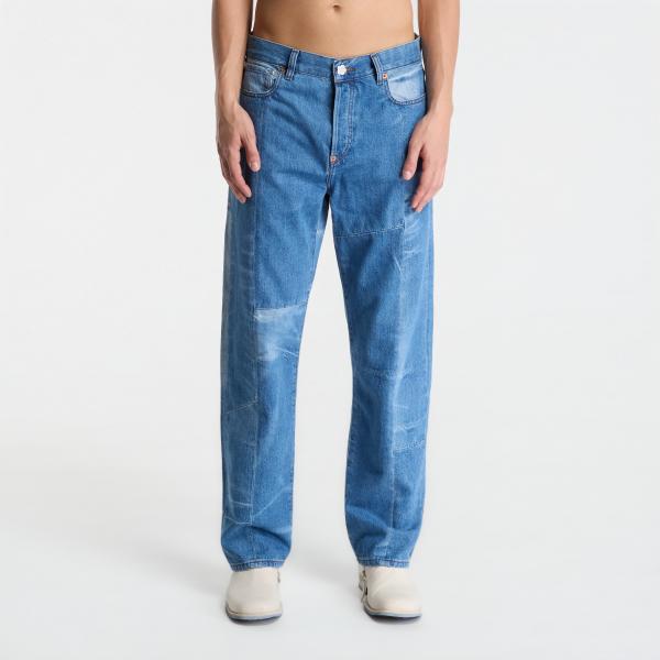 Kalhoty KENZO Patchwork Straight Fit Jeans In Japanese Denim Stone Bleached Blue Denim 31
