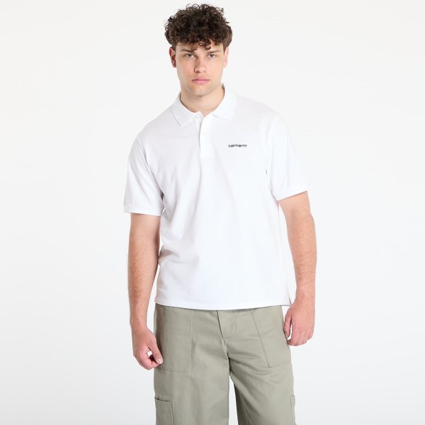 Tričko Carhartt WIP S/S Carhartt Script Polo UNISEX White/ Black L