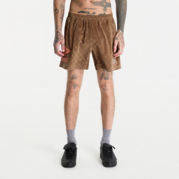 Šortky PLEASURES x Umbro Classic Shorts Brown XL