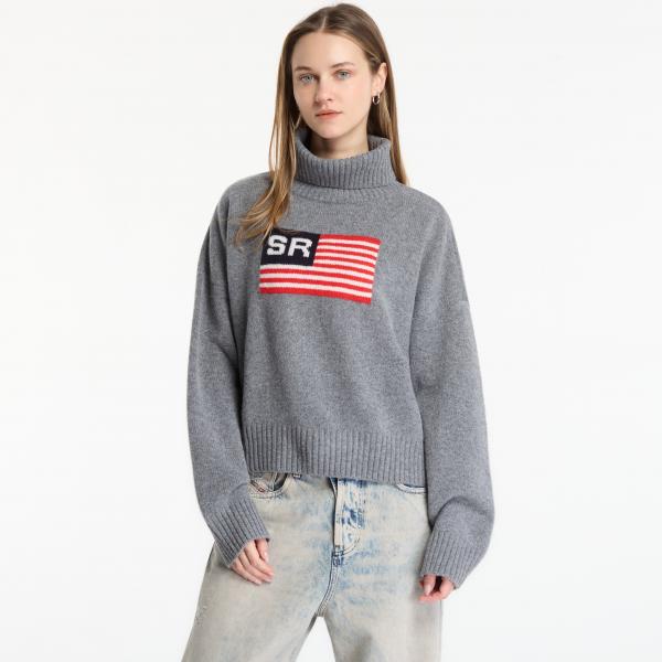 Svetr Sporty & Rich SR Flag Wool Turtleneck Medium Heather Gray M
