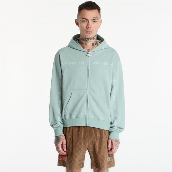 Mikina PLEASURES x Umbro Diamonds Zip Fitted Hoodie Sage XL