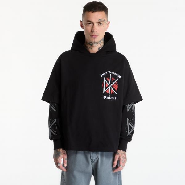 Mikina PLEASURES Kennedys Layered Hoodie Black XXL