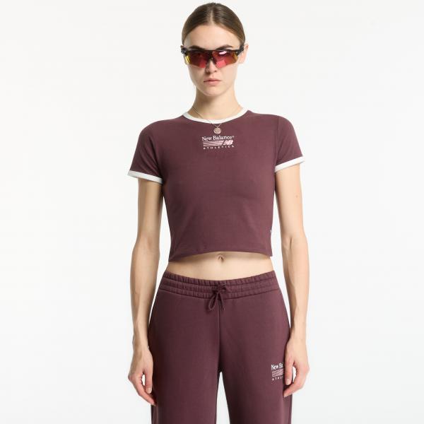Tričko New Balance Trackside Ringer T-Shirt Cherry Leather XS