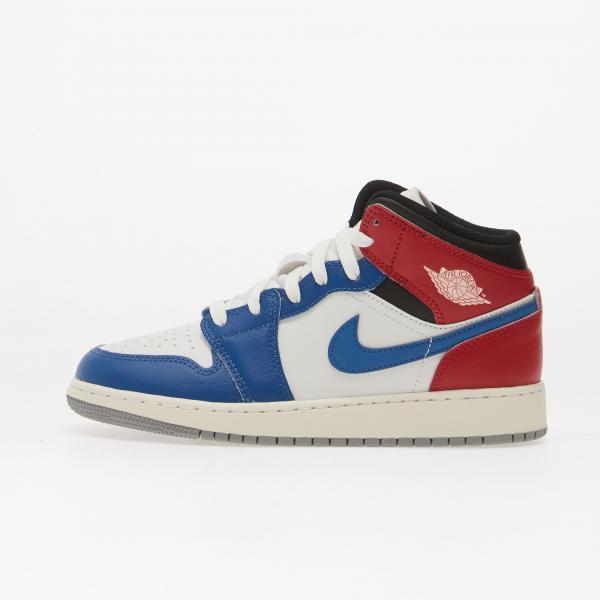 Air Jordan 1 Mid Kids True Blue/ Summit White-Varsity Red-Black 7Y