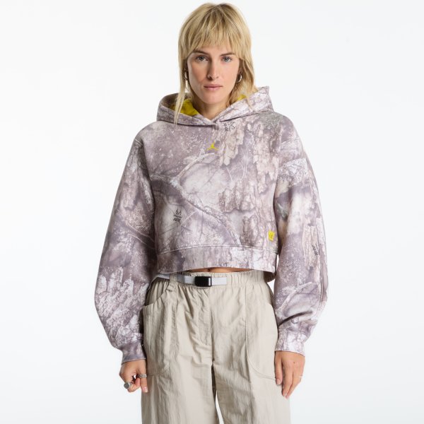 Mikina Jordan Brooklyn Realtree Cropped Pullover Hoodie White/ Bright Citron M
