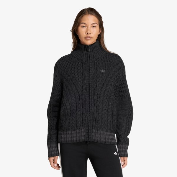 Svetr adidas Cable Knit Firebird Track Top Black/ Utility Black M