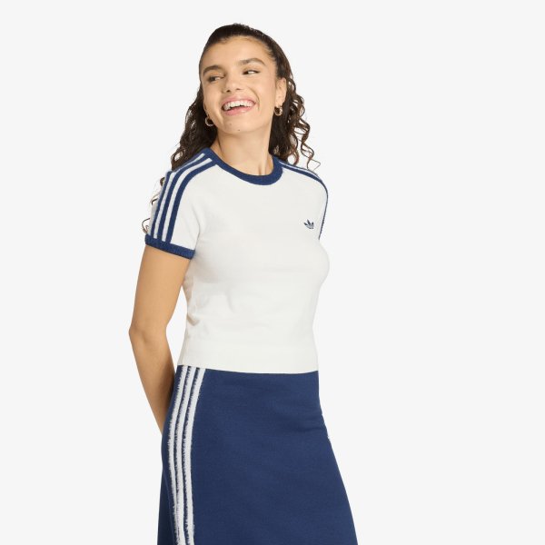 Tričko adidas Knitted T-Shirt Cloud White/ Night Indigo L