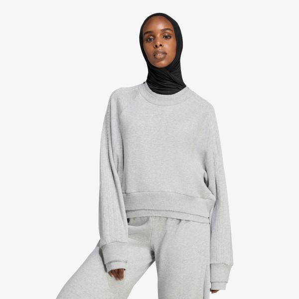 Mikina adidas Winterized Double Crew Sweatshirt Medium Grey Heather M