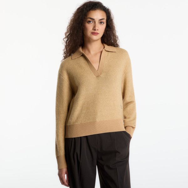 Svetr Calvin Klein Jeans Alpaca Blend Polo Champagne Toast XS