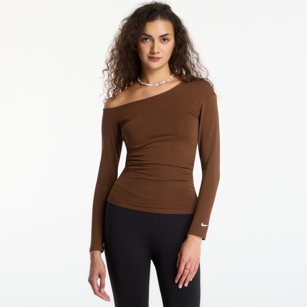 Tričko Nike Sportswear Tight Off-Shoulder Long-Sleeve Top Cacao Wow/ Sail L