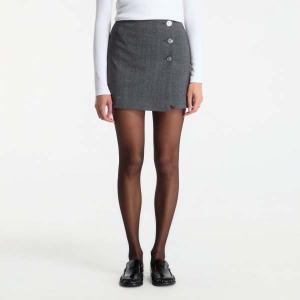 Sukně GUESS Bertha A Line Mini Skirt Herringbone Mid Grey M