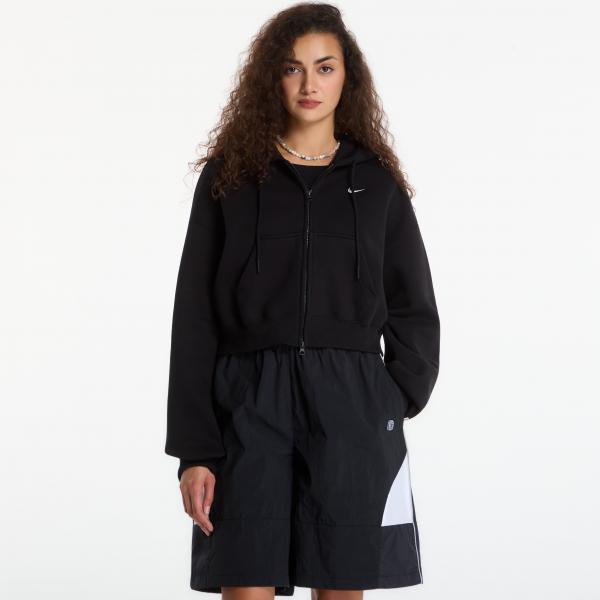 Mikina Nike Studio Fleece Medium Weight Women's Oversized Full-Zip Cropped Hoodie Total Black/ Sail M