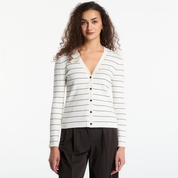 Svetr Calvin Klein Jeans Tech Knit Rib Stripe Cardigan Tofu L
