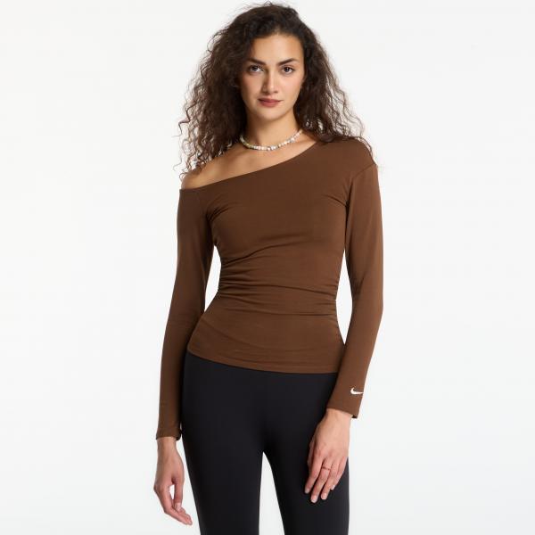 Tričko Nike Sportswear Tight Off-Shoulder Long-Sleeve Top Cacao Wow/ Sail L