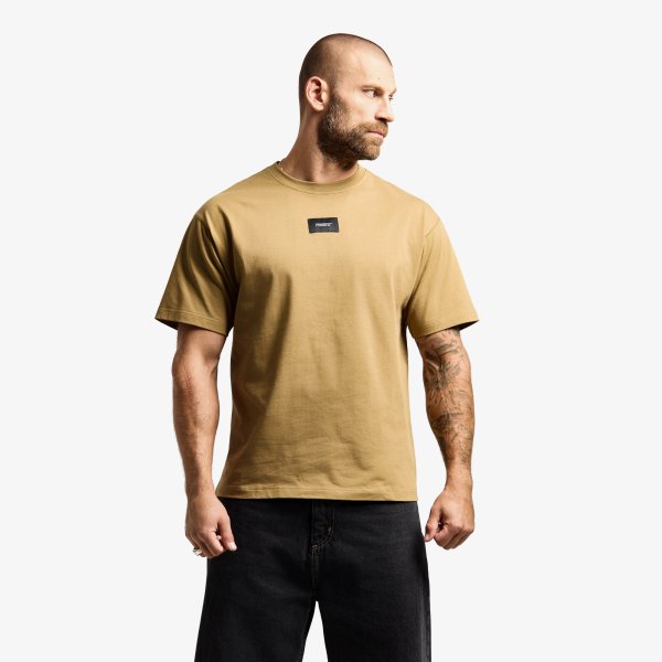 Tričko Prosto T-shirt Jacquard Label Camel Beige S
