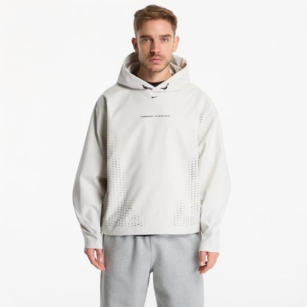 Mikina Nike Tech Men's Dri-FIT Shori Knit Pullover Hoodie Light Bone/ Black M