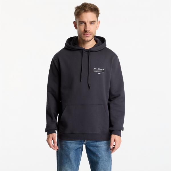 Mikina AllSaints Redact Pullover Embroidered Logo Hoodie Washed Black XL