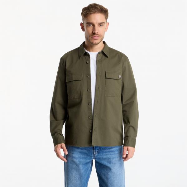 Košile Calvin Klein Jeans Ls Comfort Cotton Easy Overshirt Olive Night L