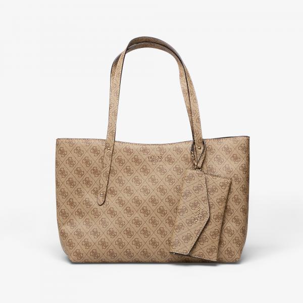 Kabelka Guess Brenton Top Zip Tote Latte Logo Universal
