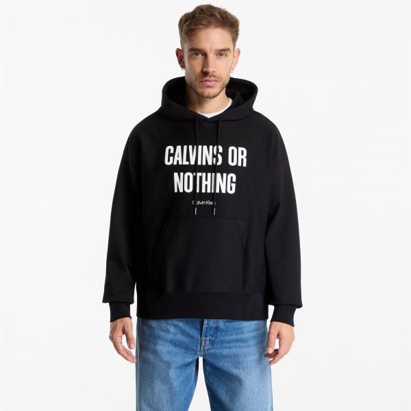 Mikina Calvin Klein Jeans Ls Prem Terry Calvins Or Nothing Black XL