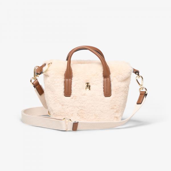 Kabelka Tommy Hilfiger Popette Micro Tote Faux Fur Beige Universal