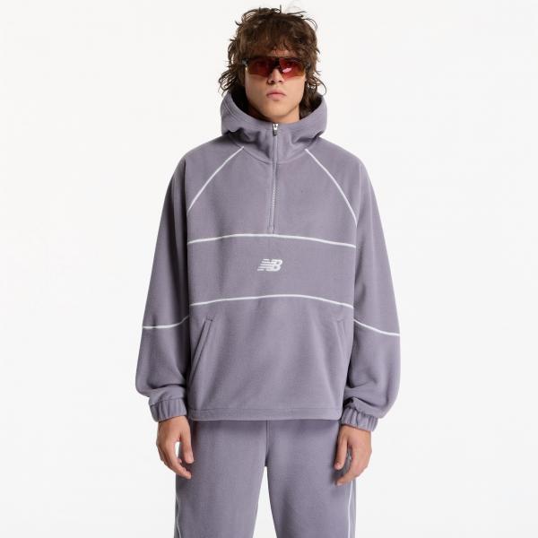 Mikina New Balance Trackside Polar Fleece Hoodie Off-Line Grey XL