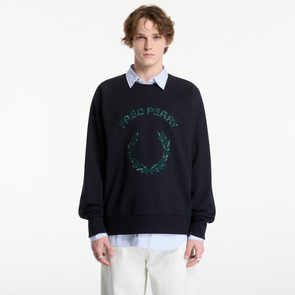 Mikina FRED PERRY Tartan Applique Sweatshirt Black