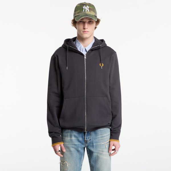 Mikina FRED PERRY Hooded Zip Through Sweatshirt Black