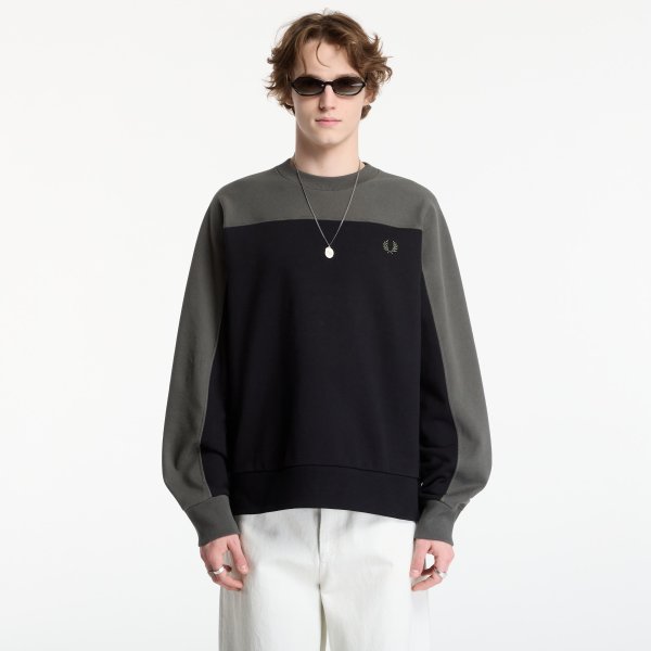 Mikina FRED PERRY Colour Block Sweatshirt Black